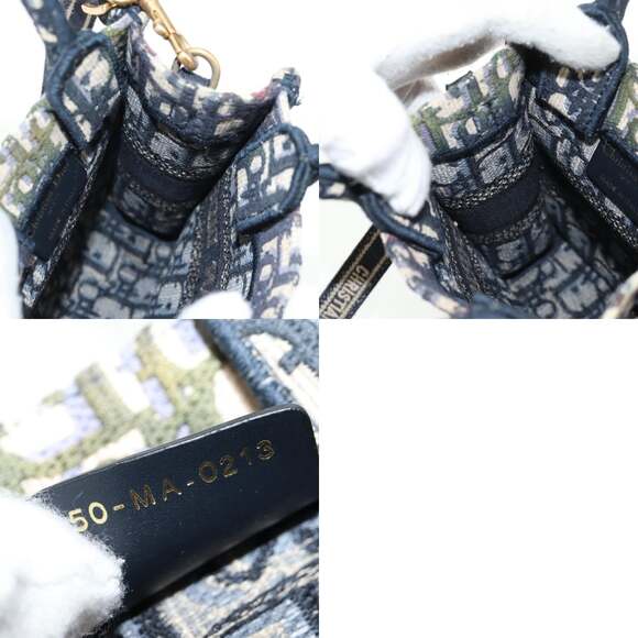 DIOR Trotter Canvas Book Tote Mini Bag Navy Gold - Picture 13 of 14